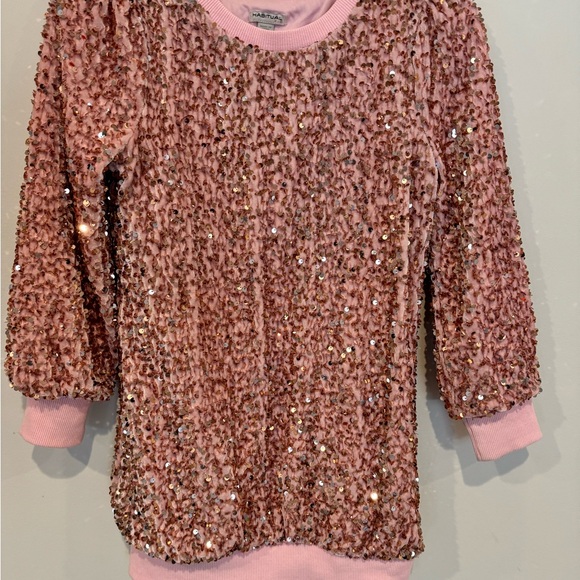 Girls pink Habitual dress with gold sequins - Picture 1 of 3